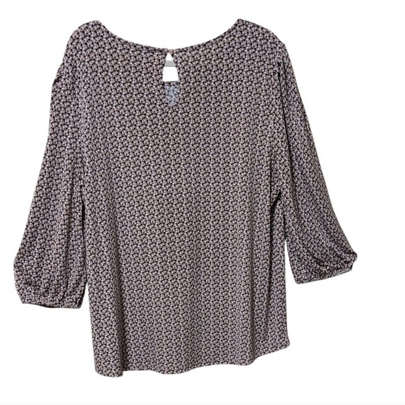 Adrianna Papell blouse women's size 1X polka dot ikat printed bubble sleeve top - Picture 2 of 10